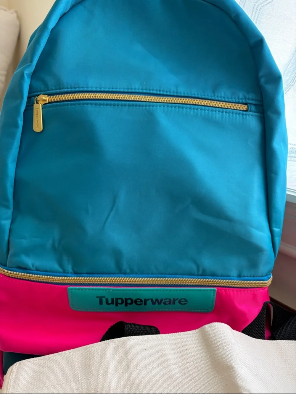 Tupperware Backpack Consultant Award Blue Teal Pink Retro Colors Vintage & Tote